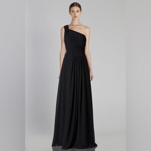 NWT Monique Lhuillier Elegant Navy Blue One-Shoulder Dress Size 2